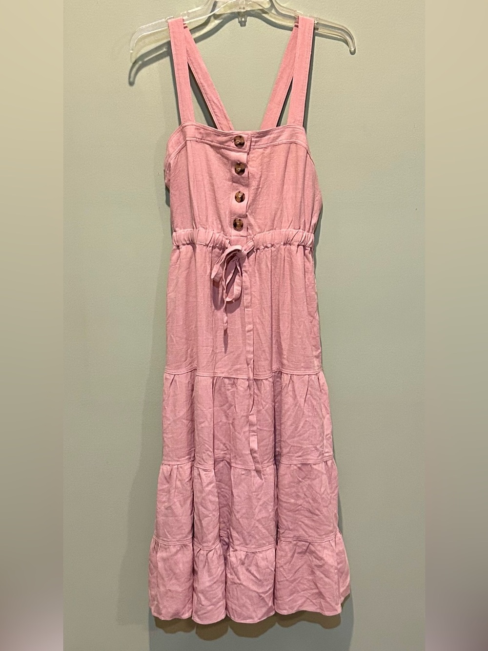 Kori Pink Tiered Button-Front Sundress